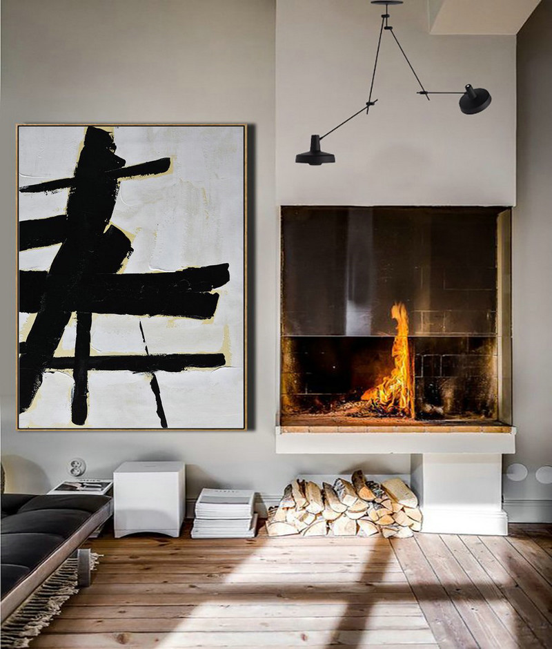 Large Contemporary Art Acrylic Painting,Minimalist Painting On Canvas, Palette Knife Vertical Minimal Art - Canvas Wall Paintings